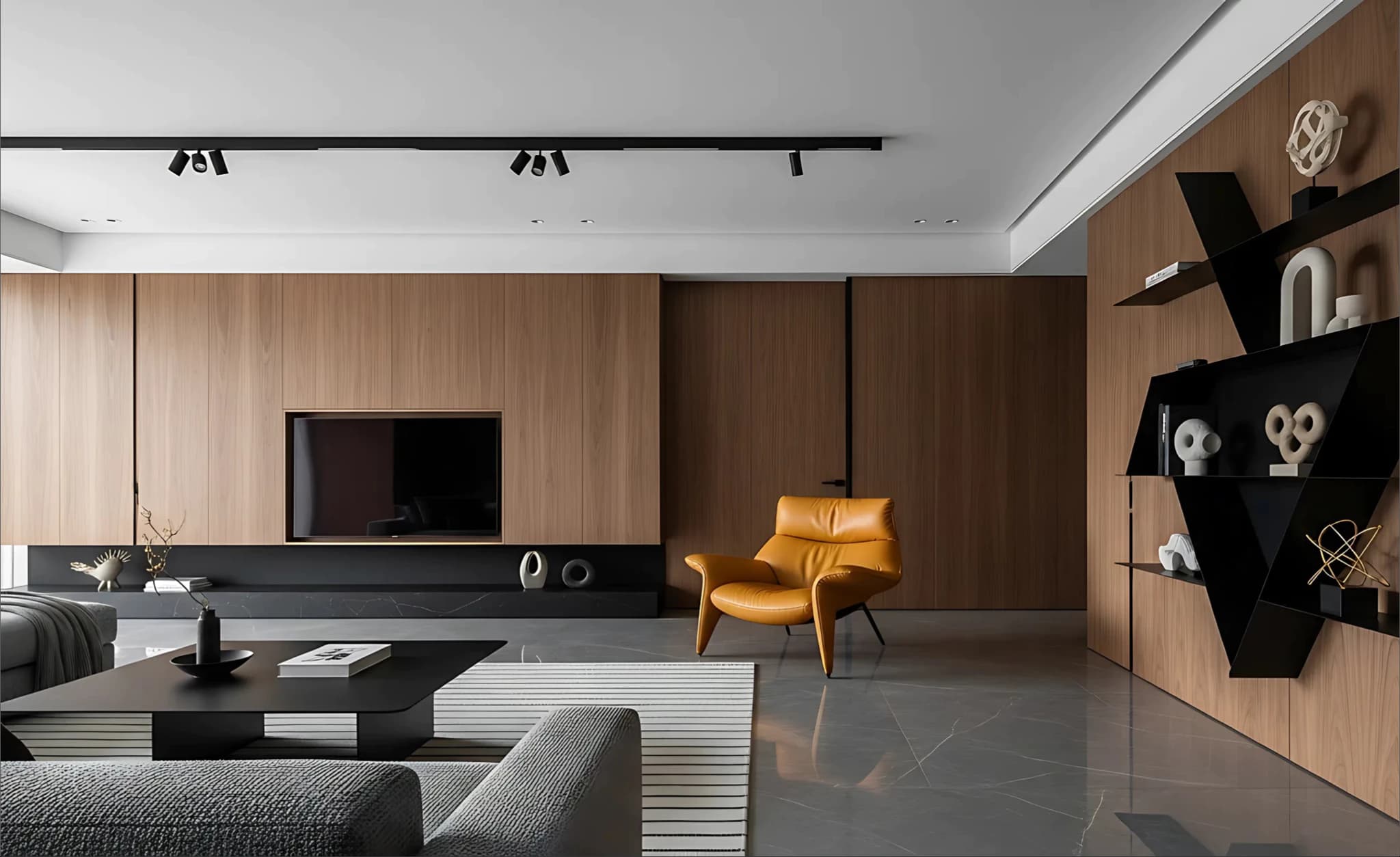 悠孚設計室內設計作品展示 - 台北現代風格客廳設計，展現溫馨舒適的居家空間